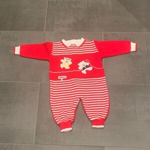 Red and White Striped Kids One Piece